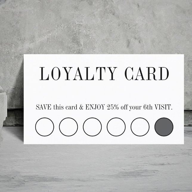 Elegant Clean Black and White Salon 5+1 Loyalty Card (Creator Uploaded)