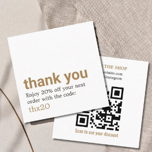 Elegant Clean Bold Thank You QR Code Discount Card