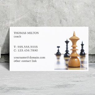 Elegant Clean Chess Figures Coach Business Card