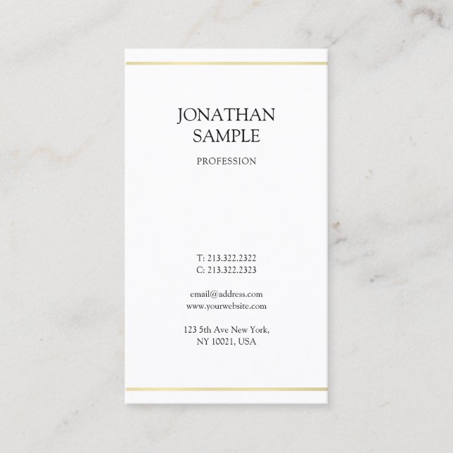 Elegant Clean Design Modern Gold Look Trendy Plain Business Card (Front)