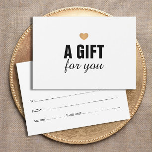 Elegant Clean Faux Gold Heart Gift Certificate