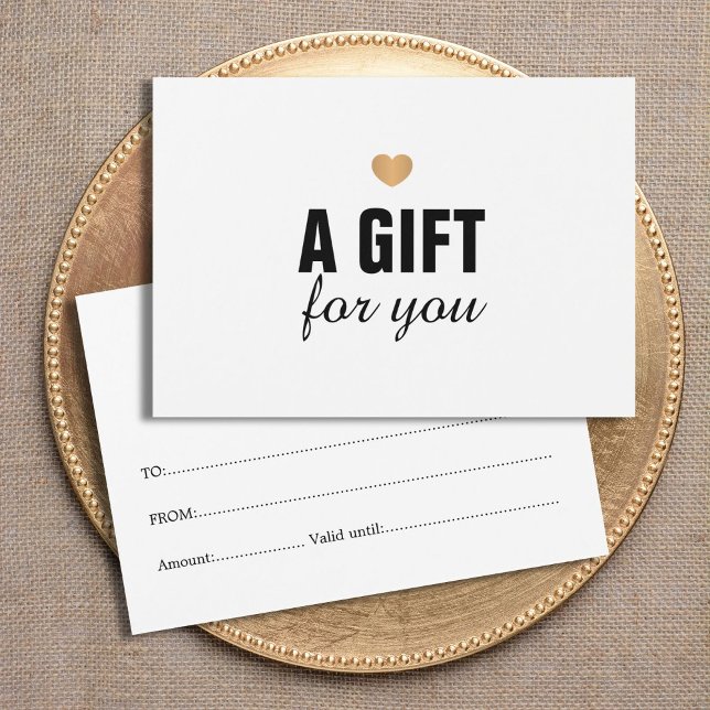 Elegant Clean Faux Gold Heart Gift Certificate (Creator Uploaded)
