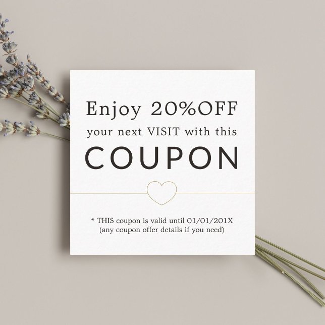 Elegant Clean Golden Heart Line Salon Discount Card (Creator Uploaded)