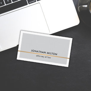 Elegant Clean Light Grey Faux Copper Line Attorney Business Card