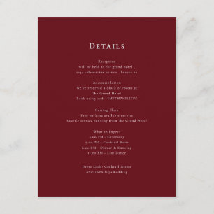 Elegant clean minimal wedding details Enclosure Card