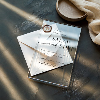 Elegant clean minimalist design wedding acrylic invitations