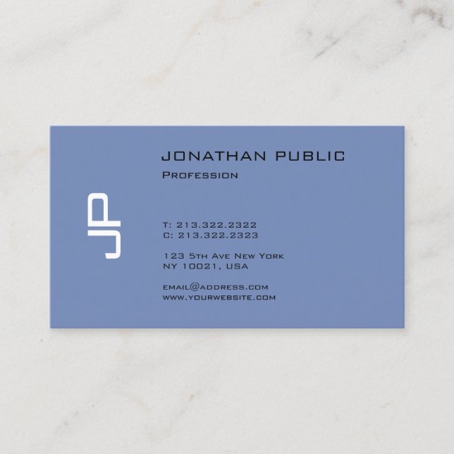 Elegant Clean Monogram Trendy Design Modern Plain Business Card (Front)