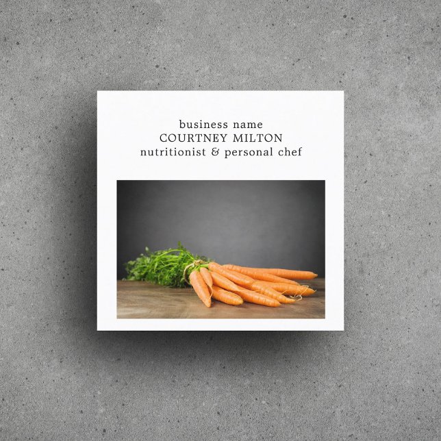 Elegant Clean Personal Chef Nutritionist Carrots Square Business Card (Creator Uploaded)