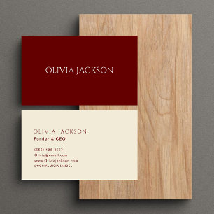 Elegant Clean Professional Red Typography  Business Card