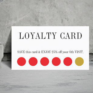 Elegant Clean Red Golden Bold Salon 5+1 Loyalty Card