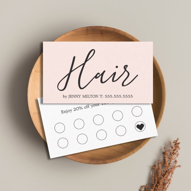 Elegant Clean Rose White Bold Hair Stylist Business Card (Creator Uploaded)