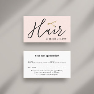Elegant Clean Rose White Hair Stylist Appointment Business Card