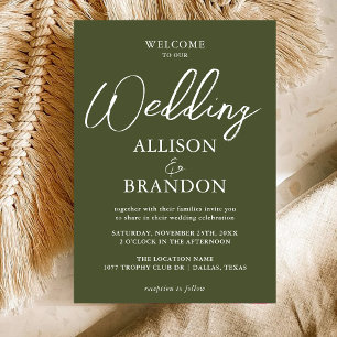 Elegant Clean Sage Green Calligraphy Script  Invitation
