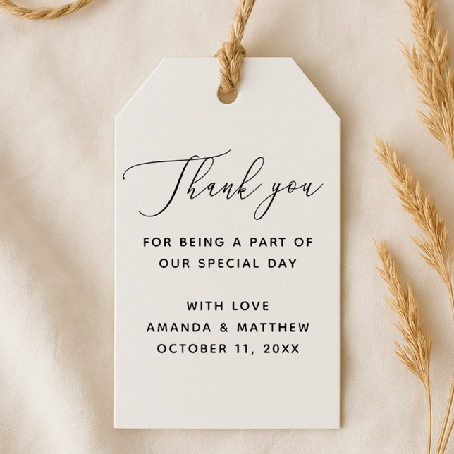 Elegant Clean Script. Minimalist Wedding Thank You Gift Tags (Creator Uploaded)