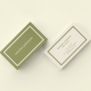 Elegant Clean Simple Sage Green Professional  Business Card