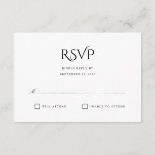 Elegant Clean Simple White Response RSVP Card