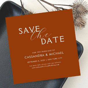 Elegant Clean Typography Terracotta Rust Save The Date