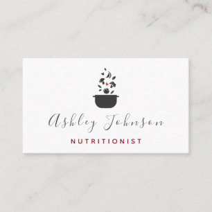 Elegant Clean Vegetables & Pot Nutritionist White Business Card