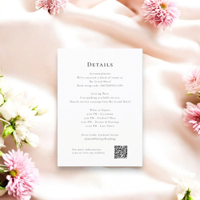  Elegant clean wedding details qr code  Enclosure Card (Creator Uploaded)