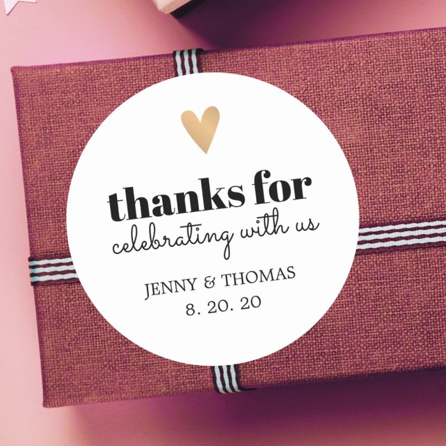Elegant Clean Wedding Thank You Classic Round Sticker (Creator Uploaded)