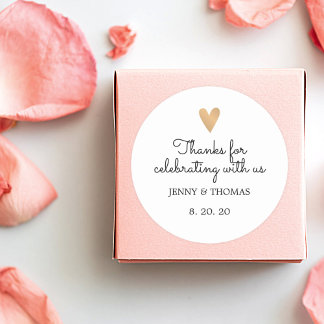 Elegant Clean Wedding Thank You Classic Round Sticker