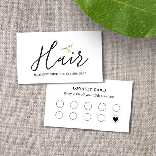Elegant Clean White Scissors Hair Stylist Business Card