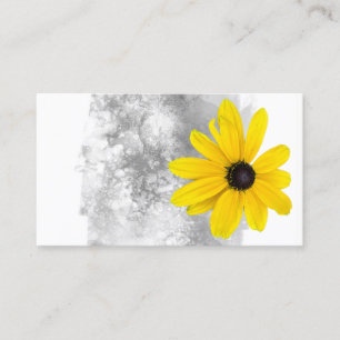 elegant  clean yellow flower grey watercolor  business card
