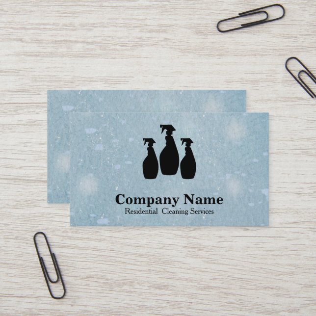 Elegant Cleaning Service Glitter Bokeh Business Ca Business Card (Front/Back In Situ)