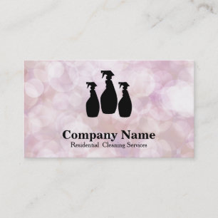 Elegant Cleaning Service Glitter Bokeh Business Ca Card