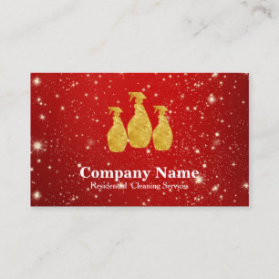 Elegant Cleaning Service Glitter Bokeh Business Card