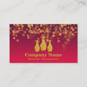Elegant Cleaning Service Glitter Bokeh Business Card