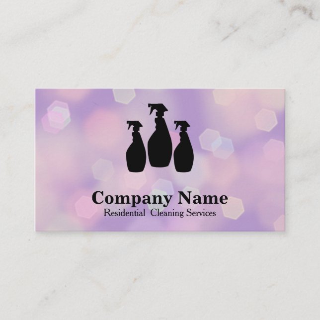 Elegant Cleaning Service Glitter Watercolor Business Card (Front)
