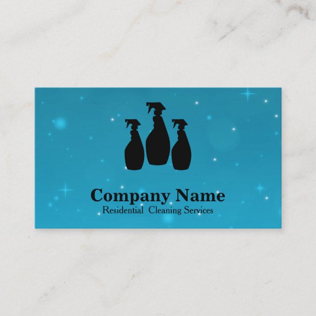 Elegant Cleaning Service Glitter Watercolor Business Card (Front)