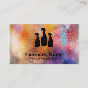 Elegant Cleaning Service Glitter Watercolor Business Card