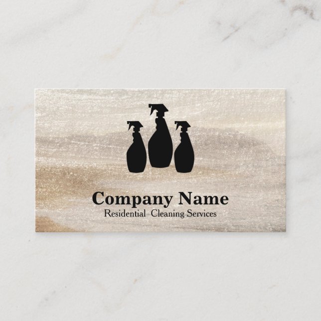Elegant Cleaning Service Glitter Watercolor Business Card (Front)