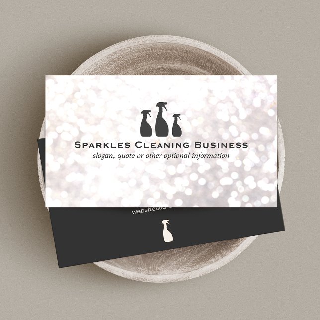 Elegant Cleaning Service White Bokeh Business Card (Creator Uploaded)