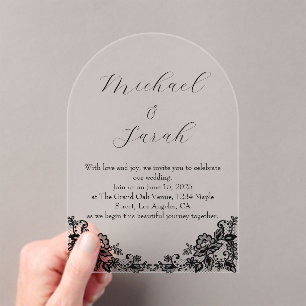 Elegant Clear Acrylic Lace Wedding Invitation