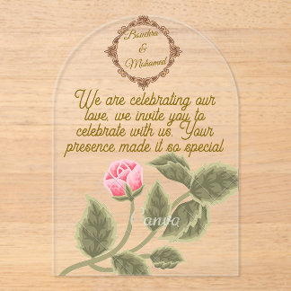 Elegant Clear Acrylic Wedding Invitation with Rose