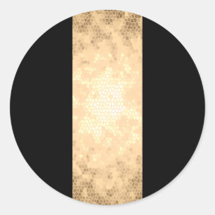 elegant clear faux gold and black stripes classic round sticker