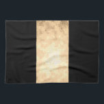 elegant clear faux gold and black stripes tea towel<br><div class="desc">Minimalist,  modern and stylish design representing faux gold stripe on a black background.</div>