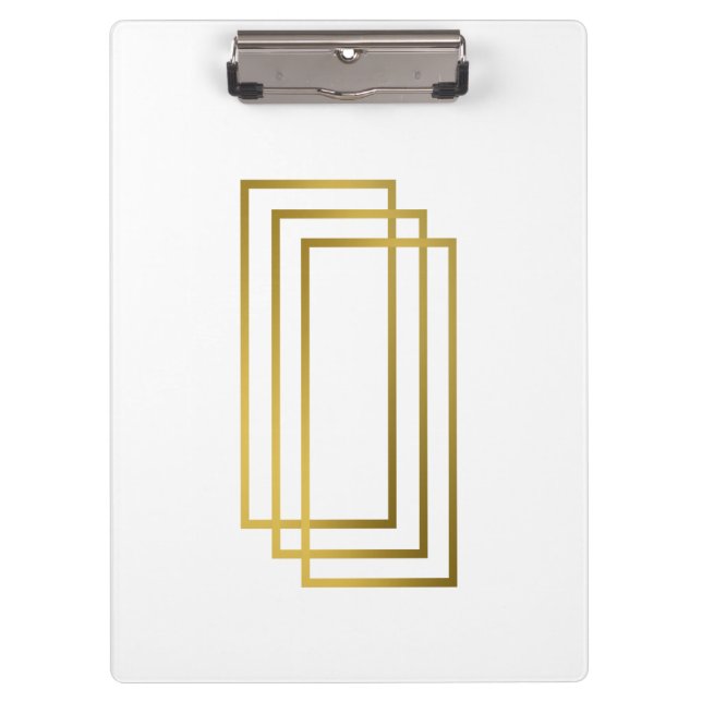 elegant clear faux gold geometric rectangles clipboard (Front)