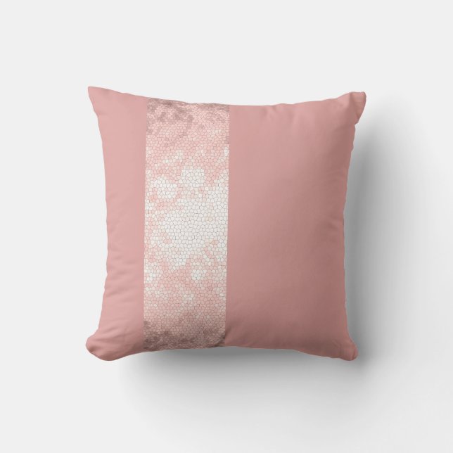 elegant clear faux rose gold pink stripes cushion (Front)