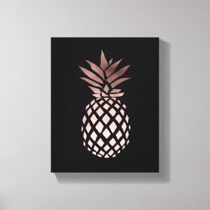 elegant clear faux rose gold tropical pineapple canvas print