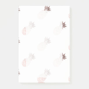 elegant clear faux rose gold tropical pineapple post-it notes