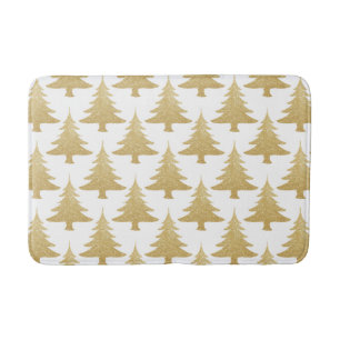 elegant clear gold glitter Christmas tree pattern Bath Mat