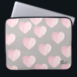 elegant clear light pink love heart pattern laptop sleeve<br><div class="desc">Minimalist,  modern and clear design representing baby pink colour hearts pattern on a trendy warm grey background.</div>