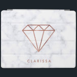 elegant clear rose gold foil diamond white marble iPad cover<br><div class="desc">Modern and trendy design featuring faux rose gold foil diamond and white marble.</div>