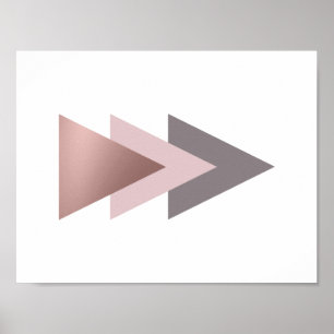elegant clear rose gold foil geometric triangles poster