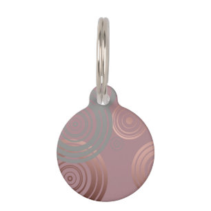 elegant clear rose gold grey geometric circles pet tag