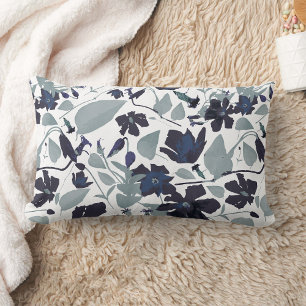 Elegant Clematis Vine Floral Watercolor Lumbar Cushion